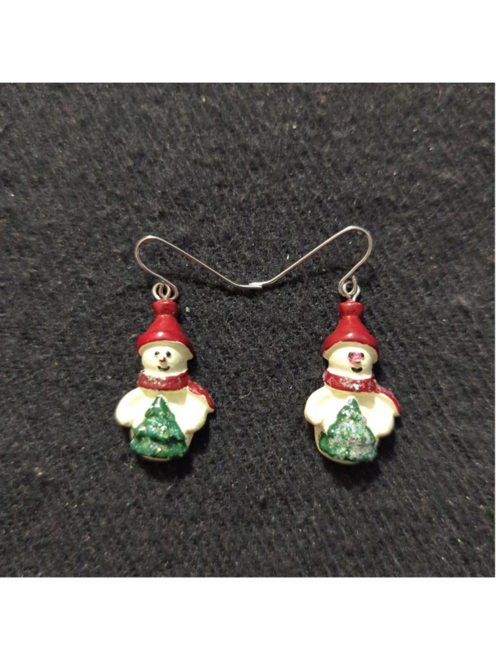 Snowman and Tree Holiday Winter Christmas Statement Earrings